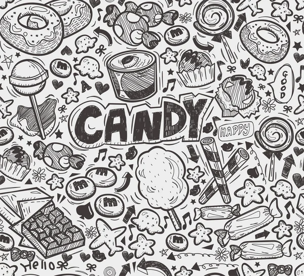 Seamless doodle candy pattern — Stock Vector