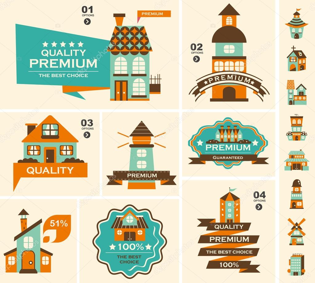 Retro house label set Stock Vector by ©mocoo2003 29863167