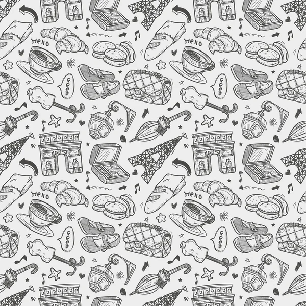 Doodle Parijs patroon — Stockvector