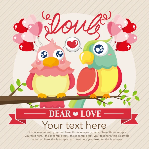 Oiseaux vintage et amour — Image vectorielle