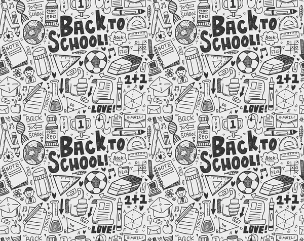 Seamless doodle back to school pattern — Stock Vector