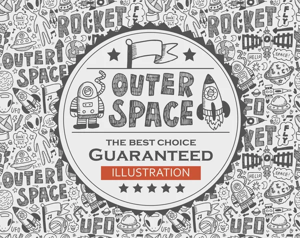 Outer space doodle background — Stock Vector