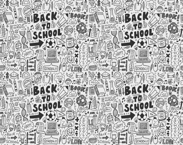 Seamless doodle back to school pattern — Stock Vector