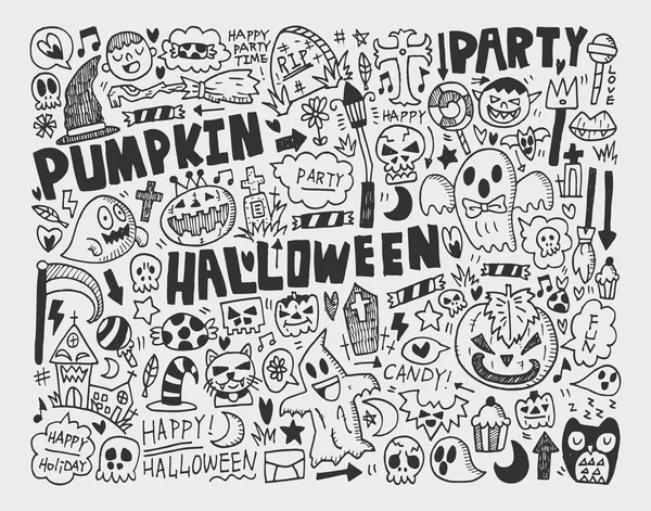 Doodle halloween férias fundo — Vetor de Stock