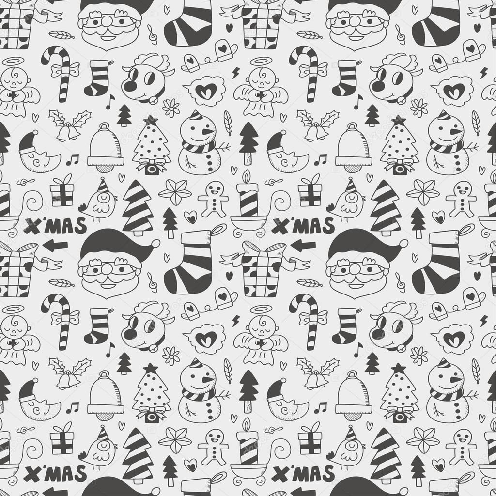 Seamless Doodle Christmas pattern — Stock Vector © mocoo2003 #32728113