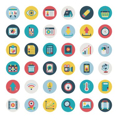 Retro düz Icon set