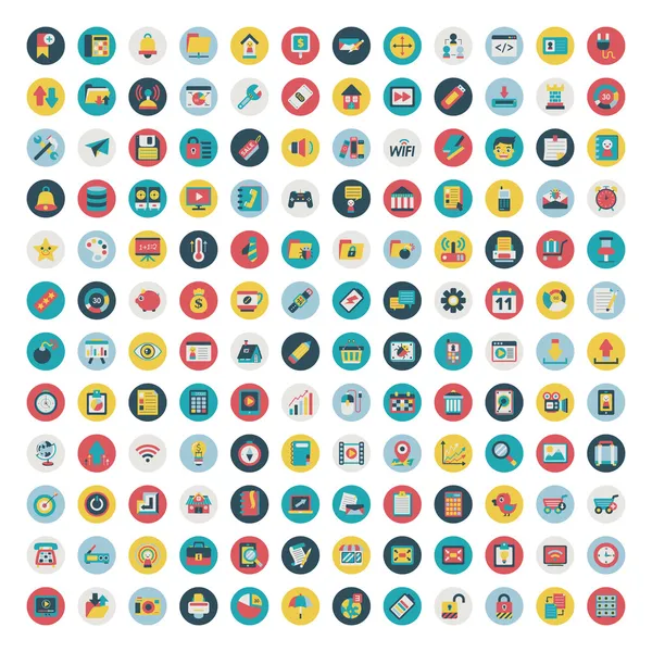 Conjunto de iconos de redes vectoriales y redes sociales. Icono plano — Vector de stock