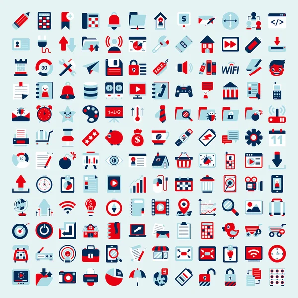 Retro flat network icon set — Stock Vector