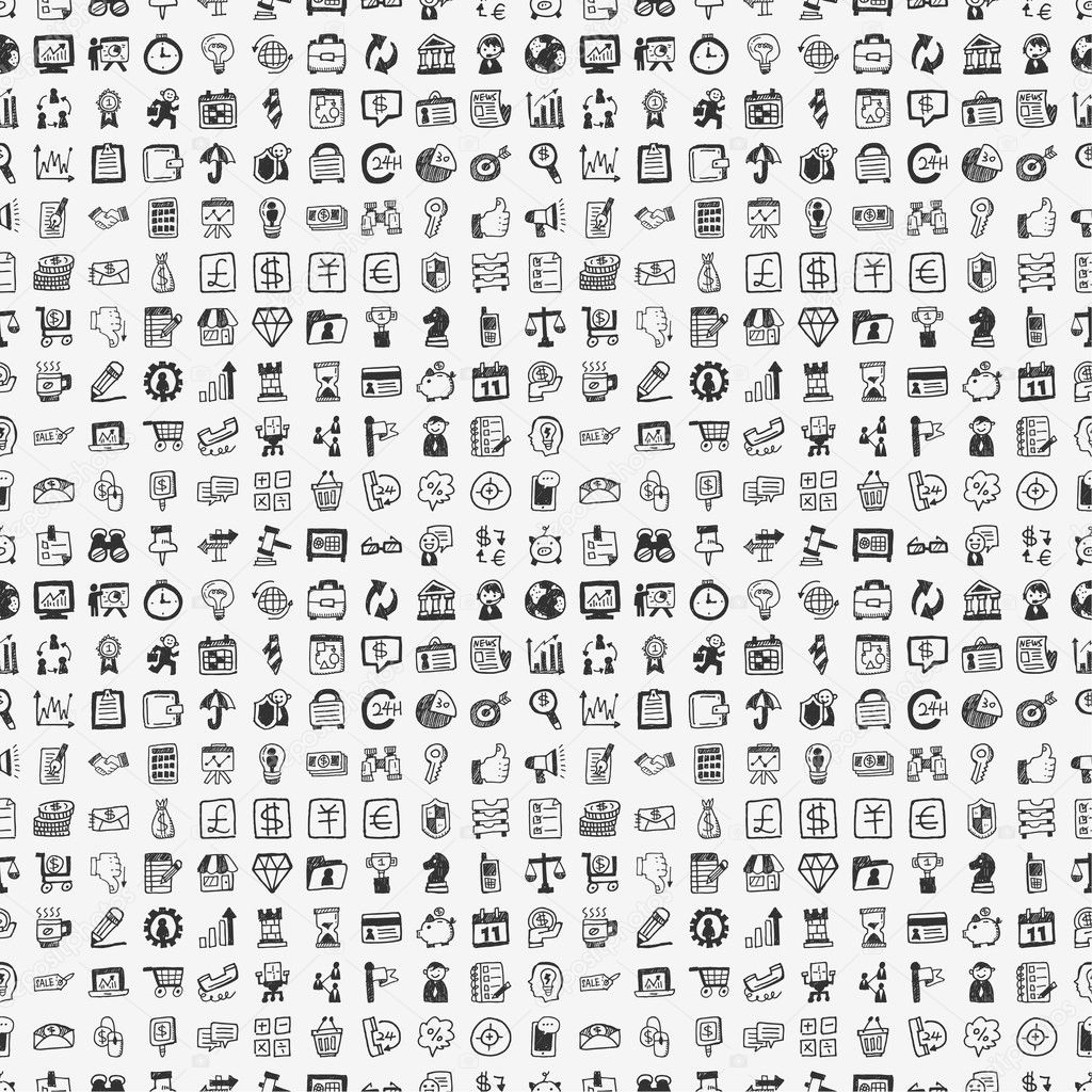 seamless 100 doodle business pattern