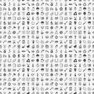 Dikişsiz doodle tarım desen