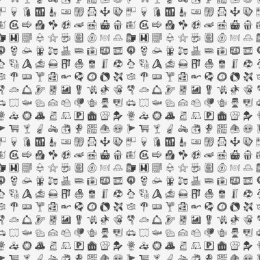 Dikişsiz doodle seyahat desen