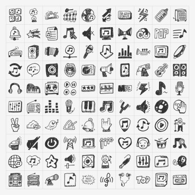 Doodle müzik Icons set