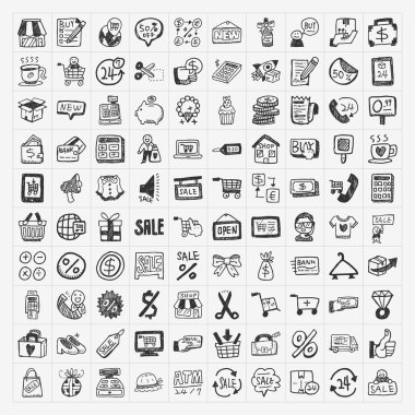 doodle simgeler kümesi alışveriş