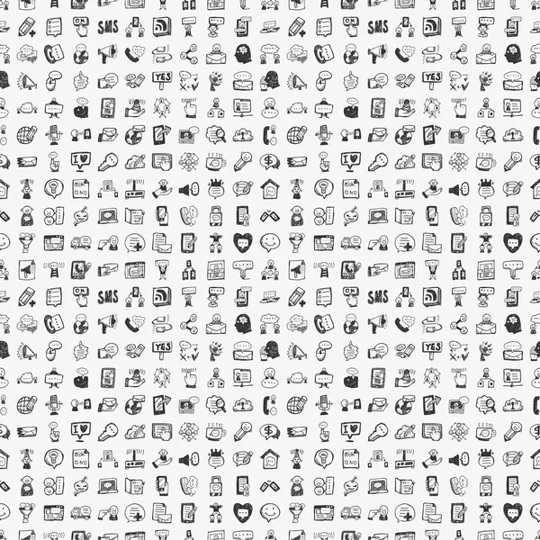 Seamless doodle communication pattern — Stock Vector