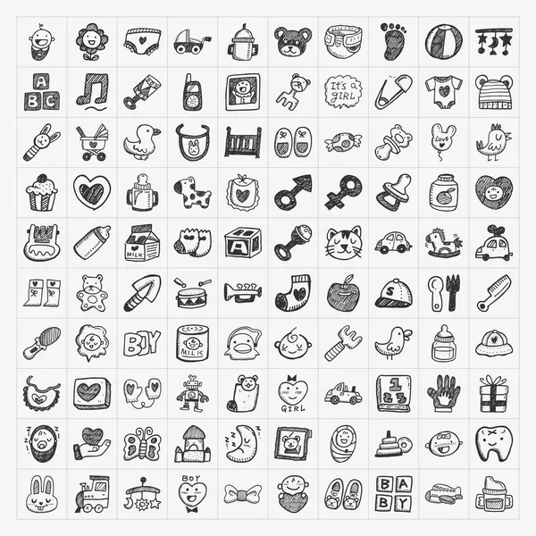 Doodle Baby Icon Sets — Stockvektor