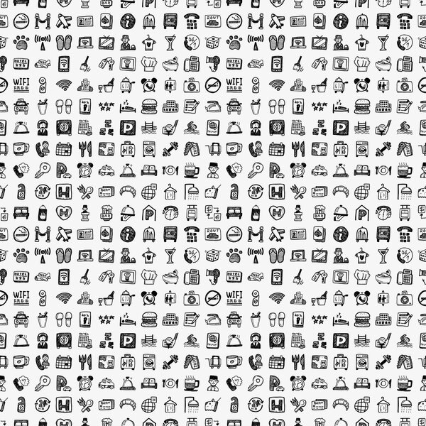 seamless doodle hotel pattern