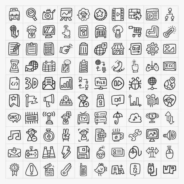 Doodle Web-Icons gesetzt — Stockvektor