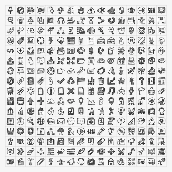 Doodle web pictogrammen — Stockvector