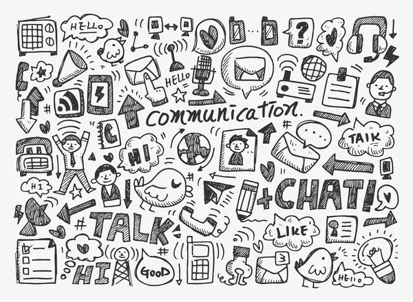 Doodle sfondo di comunicazione — Vettoriale Stock