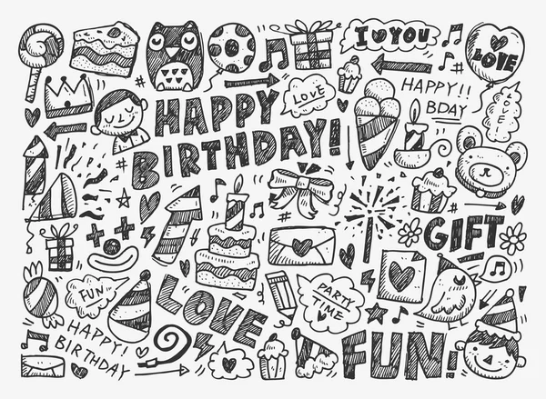 Fond de fête d'anniversaire Doodle — Image vectorielle