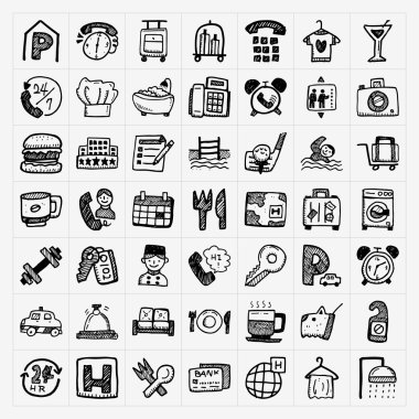 Doodle otel Icons set