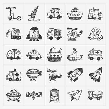 Doodle taşıma simgeler kümesi