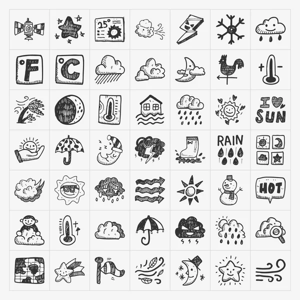 Doodle tiempo iconos conjunto — Vector de stock