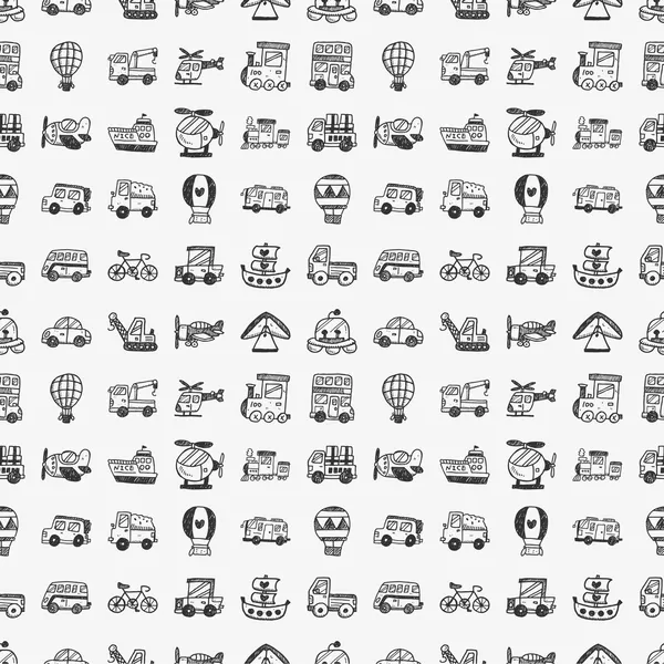 Seamless doodle transport pattern — Stock Vector