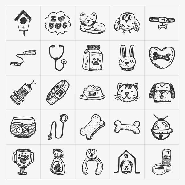 Doodle pet icons set — Stock Vector
