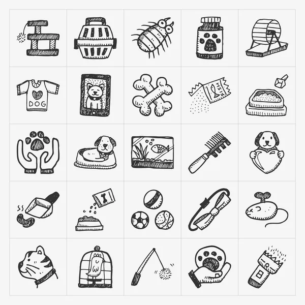Doodle pet Icons set — Stok Vektör