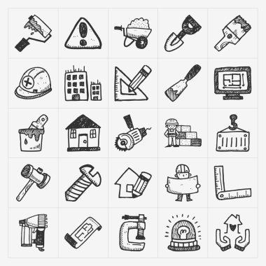 Doodle inşaat simgeler