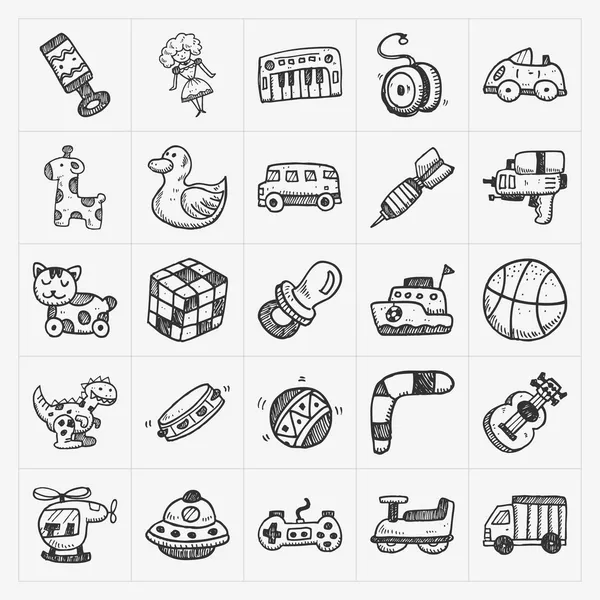Icone giocattolo doodle — Vettoriale Stock