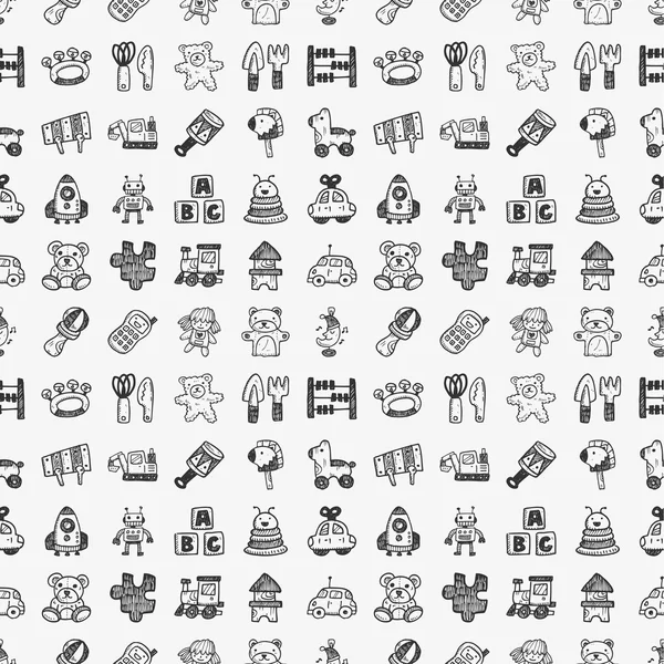 Motif de jouet doodle sans couture — Image vectorielle