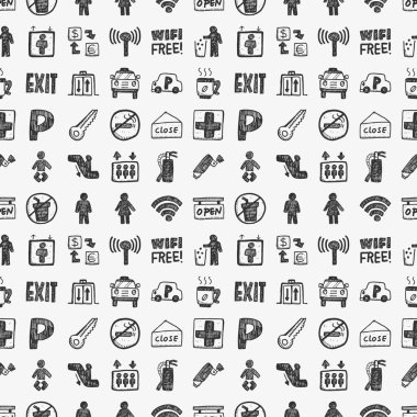 Dikişsiz doodle genel işareti desen