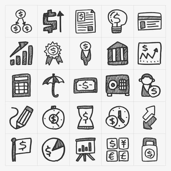 Doodle financiële pictogrammen — Stockvector