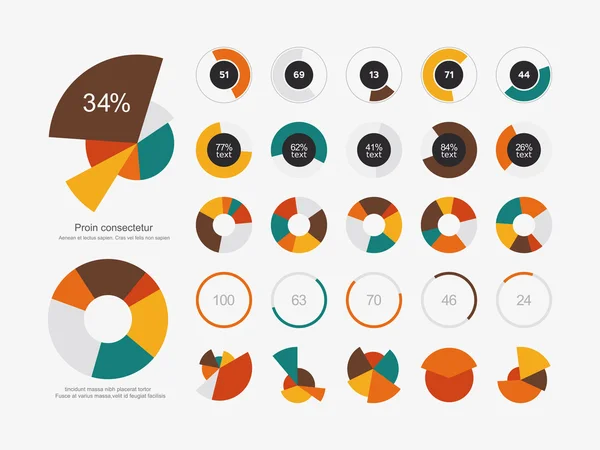 Icônes de graphique à secteurs — Image vectorielle