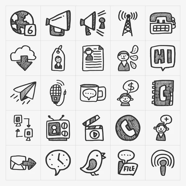 Doodle communication icons — Stock Vector