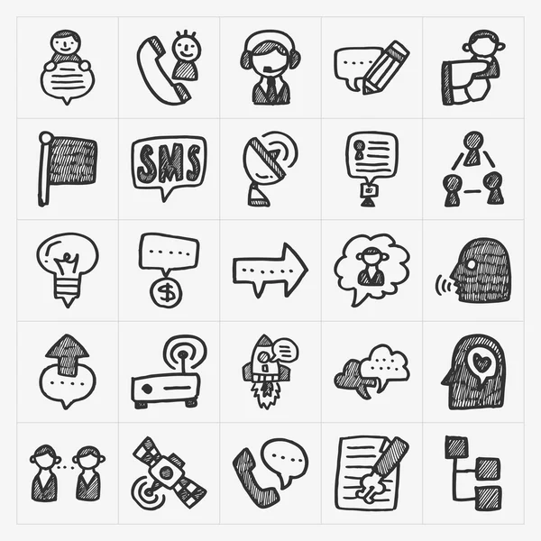 Doodle mededeling iconen — Stockvector