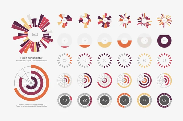 Elementos infográficos.Icono de conjunto gráfico de pastel — Archivo Imágenes Vectoriales