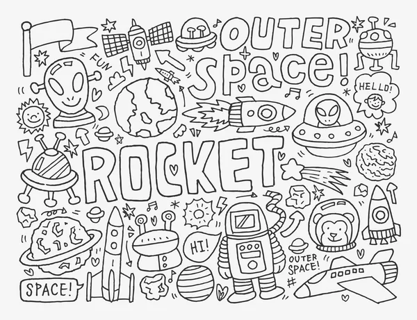 Elemento espacial Doodle — Vetor de Stock