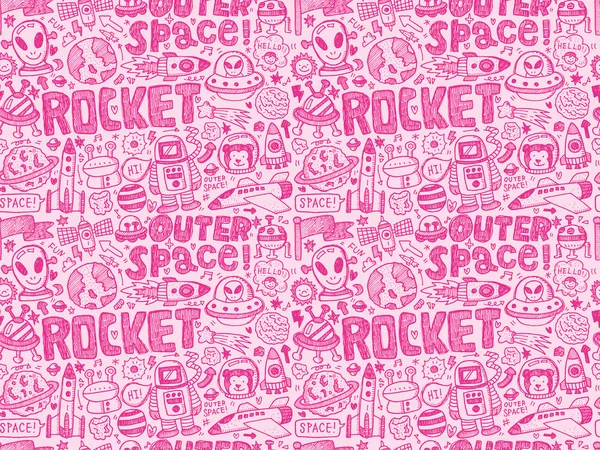 Seamless doodle space pattern — Stock Vector