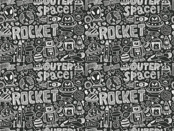 Seamless doodle space pattern — Stock Vector