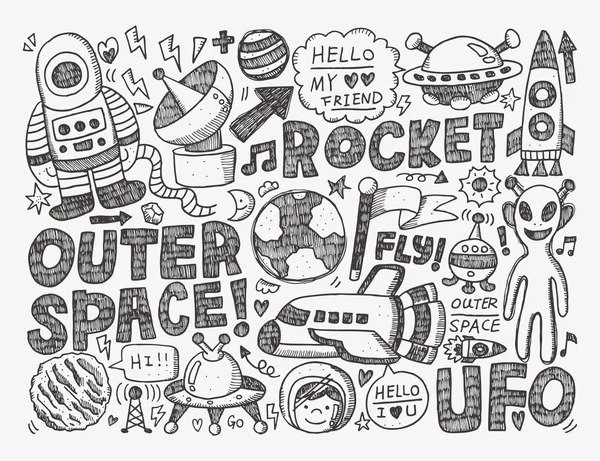 Elemento espacial Doodle — Vetor de Stock