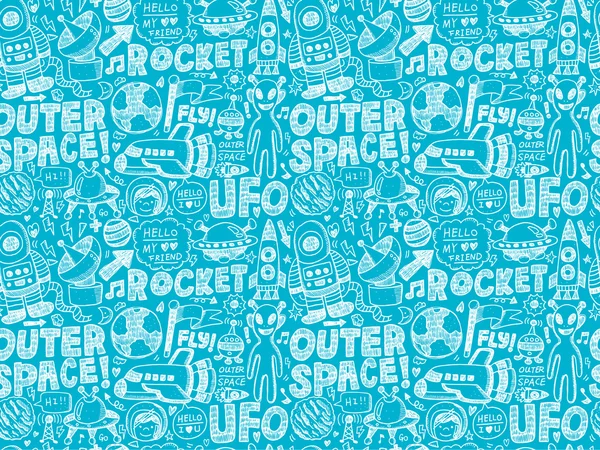 Seamless doodle space pattern — Stock Vector