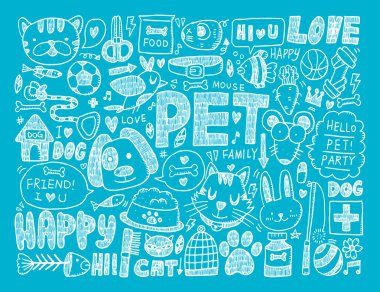 Doodle pet background clipart