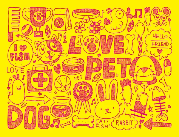 Sem costura doodle pet padrão — Vetor de Stock