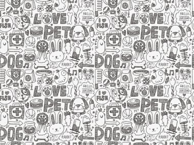 sorunsuz doodle evde beslenen hayvan desen