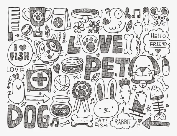 Bezešvé doodle pet vzor — Stockový vektor