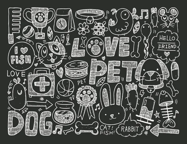 Seamless doodle pet pattern — Stock Vector