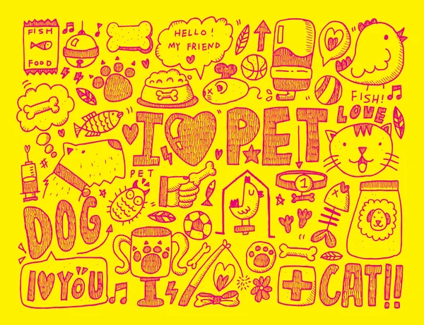 Seamless doodle pet pattern — Stock Vector